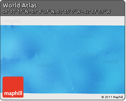 Physical 3D Map of the Area around 48° 54' 57" N, 43° 16' 29" W