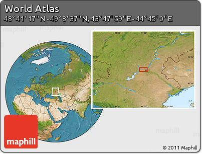 Satellite Location Map of the Area around 48° 54' 57" N, 44° 16' 29" E