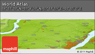 Physical Panoramic Map of the Area around 48° 54' 57" N, 44° 16' 29" E
