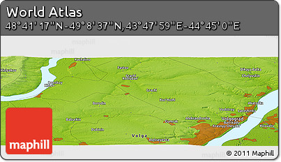 Physical Panoramic Map of the Area around 48° 54' 57" N, 44° 16' 29" E