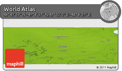 Physical Panoramic Map of the Area around 48° 54' 57" N, 47° 40' 29" E