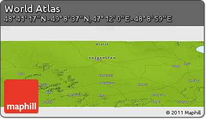 Physical Panoramic Map of the Area around 48° 54' 57" N, 47° 40' 29" E