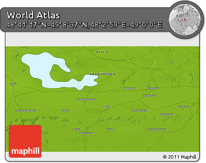 Physical 3D Map of the Area around 48° 54' 57" N, 48° 31' 29" E