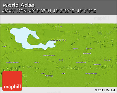 Physical 3D Map of the Area around 48° 54' 57" N, 48° 31' 29" E
