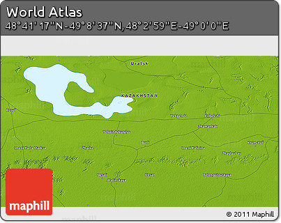 Physical 3D Map of the Area around 48° 54' 57" N, 48° 31' 29" E