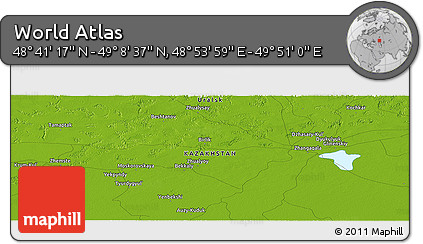 Physical Panoramic Map of the Area around 48° 54' 57" N, 49° 22' 30" E