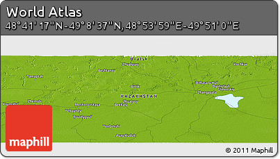 Physical Panoramic Map of the Area around 48° 54' 57" N, 49° 22' 30" E