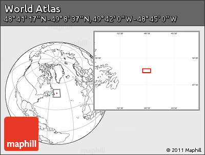 Blank Location Map of the Area around 48° 54' 57" N, 49° 13' 30" W