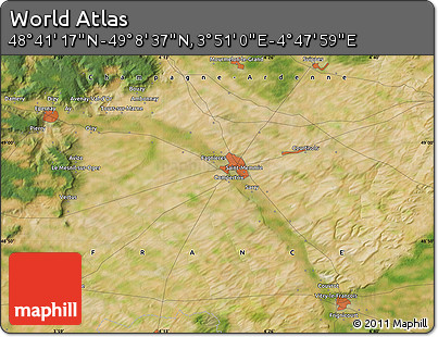 Satellite Map of the Area around 48° 54' 57" N, 4° 19' 30" E