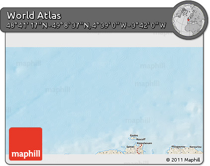 Shaded Relief 3D Map of the Area around 48° 54' 57" N, 4° 10' 30" W