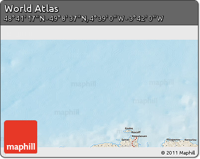 Shaded Relief 3D Map of the Area around 48° 54' 57" N, 4° 10' 30" W