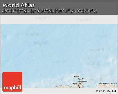 Shaded Relief 3D Map of the Area around 48° 54' 57" N, 4° 10' 30" W