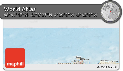 Shaded Relief Panoramic Map of the Area around 48° 54' 57" N, 4° 10' 30" W