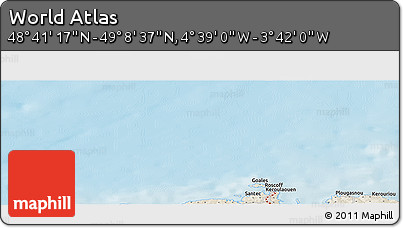 Shaded Relief Panoramic Map of the Area around 48° 54' 57" N, 4° 10' 30" W