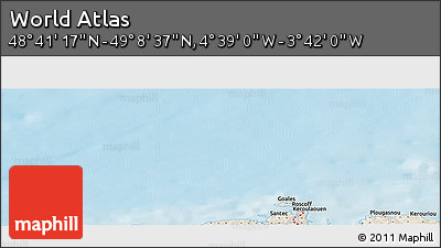Shaded Relief Panoramic Map of the Area around 48° 54' 57" N, 4° 10' 30" W