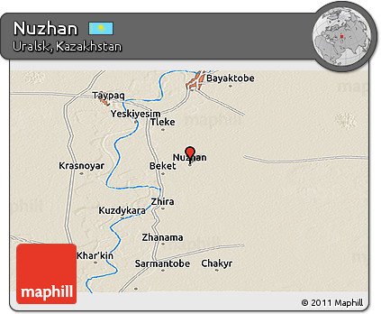 Shaded Relief Panoramic Map of Nuzhan