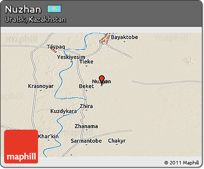 Shaded Relief Panoramic Map of Nuzhan