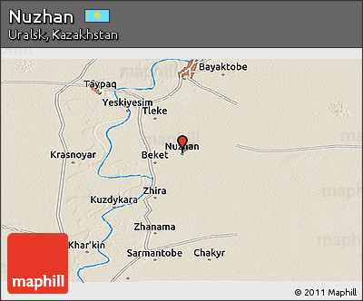 Shaded Relief Panoramic Map of Nuzhan