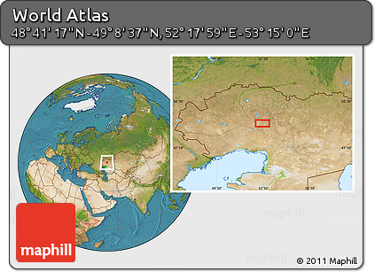 Satellite Location Map of the Area around 48° 54' 57" N, 52° 46' 29" E