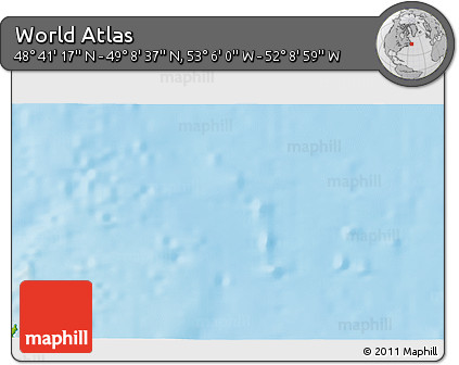 Physical 3D Map of the Area around 48° 54' 57" N, 52° 37' 30" W