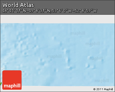 Physical 3D Map of the Area around 48° 54' 57" N, 52° 37' 30" W