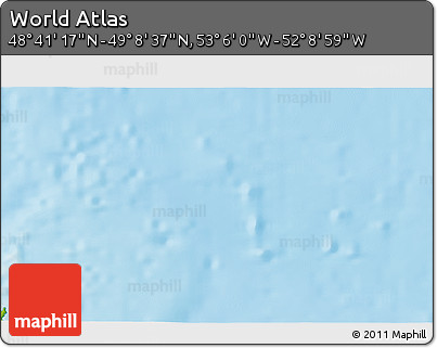 Physical 3D Map of the Area around 48° 54' 57" N, 52° 37' 30" W