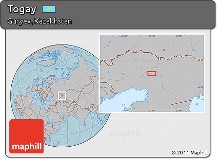 Gray Location Map of Togay, hill shading