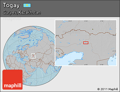 Gray Location Map of Togay, hill shading