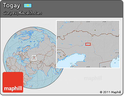 Gray Location Map of Togay, hill shading