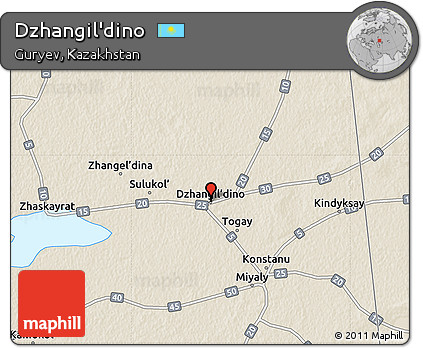 Shaded Relief Map of Dzhangil'dino