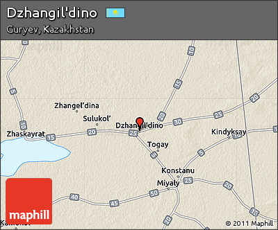 Shaded Relief Map of Dzhangil'dino