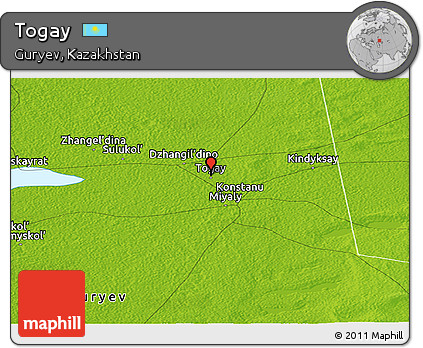 Physical Panoramic Map of Togay