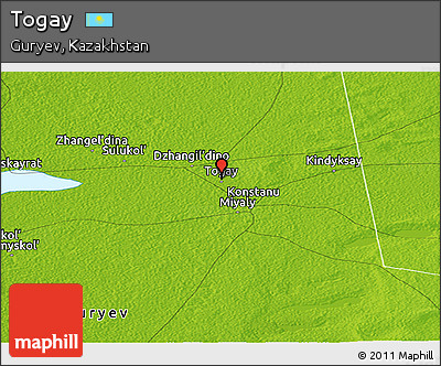 Physical Panoramic Map of Togay