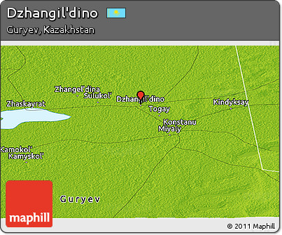 Physical Panoramic Map of Dzhangil'dino