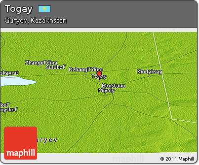 Physical Panoramic Map of Togay