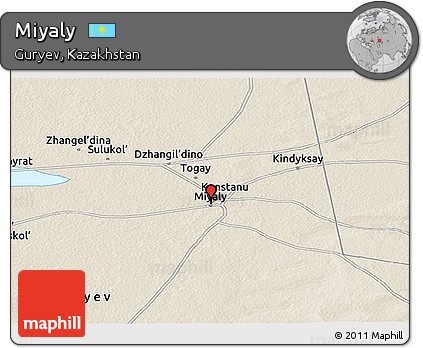 Shaded Relief Panoramic Map of Miyaly