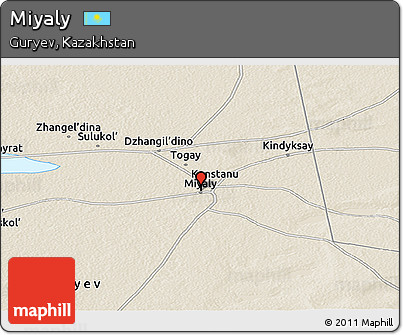 Shaded Relief Panoramic Map of Miyaly
