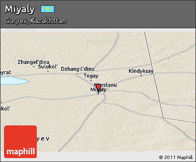 Shaded Relief Panoramic Map of Miyaly