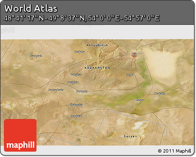 Satellite 3D Map of the Area around 48° 54' 57" N, 54° 28' 30" E