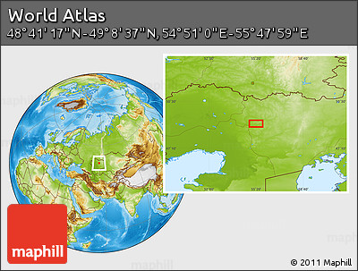 Physical Location Map of the Area around 48° 54' 57" N, 55° 19' 30" E