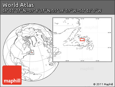 Blank Location Map of the Area around 48° 54' 57" N, 55° 10' 29" W