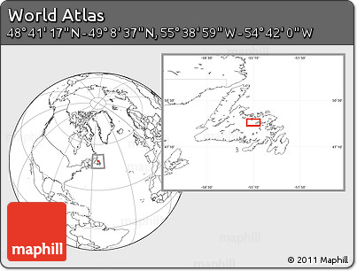Blank Location Map of the Area around 48° 54' 57" N, 55° 10' 29" W