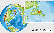 Physical Location Map of the area around 48° 54' 57" N, 55° 10' 29" W