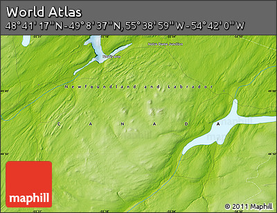Physical Map of the Area around 48° 54' 57" N, 55° 10' 29" W