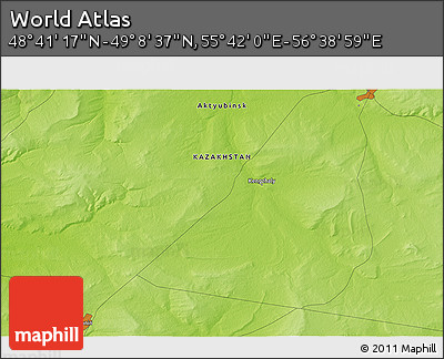 Physical 3D Map of the Area around 48° 54' 57" N, 56° 10' 29" E
