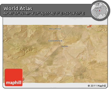 Satellite 3D Map of the Area around 48° 54' 57" N, 56° 10' 29" E