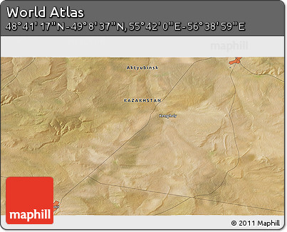 Satellite 3D Map of the Area around 48° 54' 57" N, 56° 10' 29" E