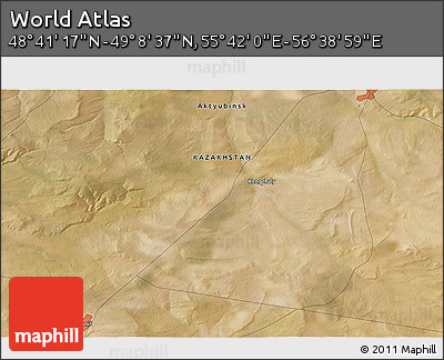 Satellite 3D Map of the Area around 48° 54' 57" N, 56° 10' 29" E