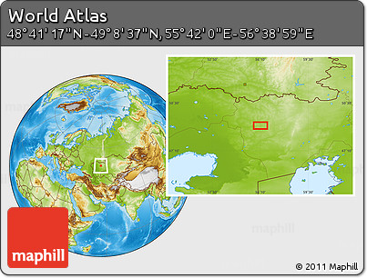 Physical Location Map of the Area around 48° 54' 57" N, 56° 10' 29" E