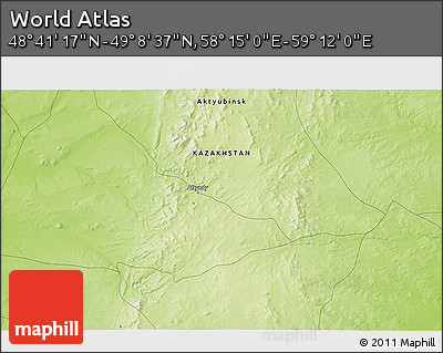 Physical 3D Map of the Area around 48° 54' 57" N, 58° 43' 30" E